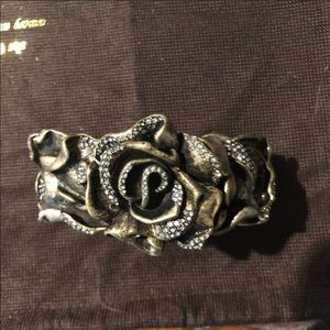 Distressed metal rhinestone flower vintage bracelet Heavy Artistic Appeal